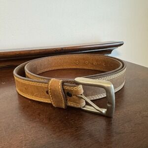 Vintage Genuine Leather MEXICO Belt Men's 50" - Buckle Is Made In USA